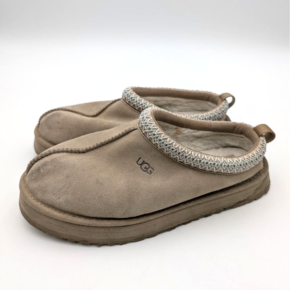 UGG Tazz Slip-On Slipper Shoes Closed Round Toe Kids' Taupe Size US6 EU38